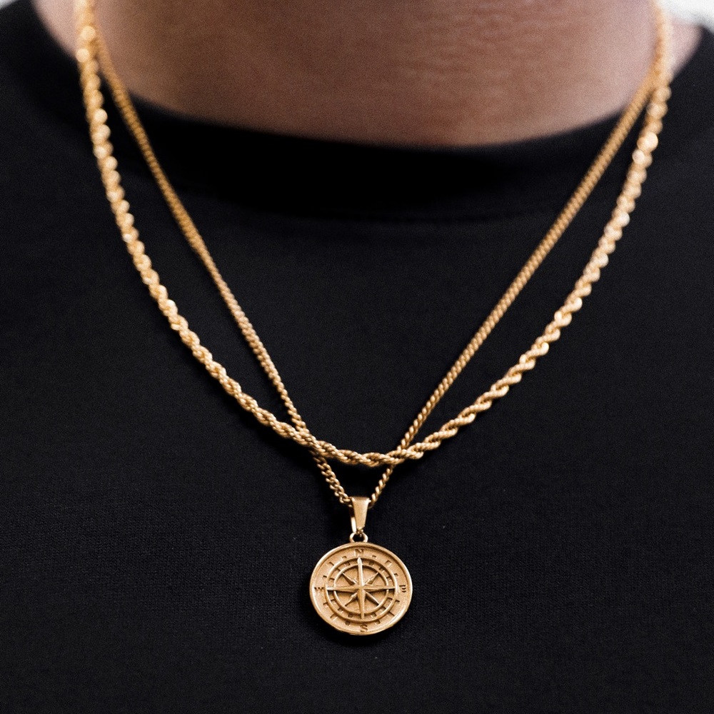 18k Gold Compass Layered Set